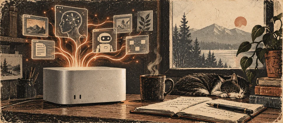 A compact computer running local AI agents