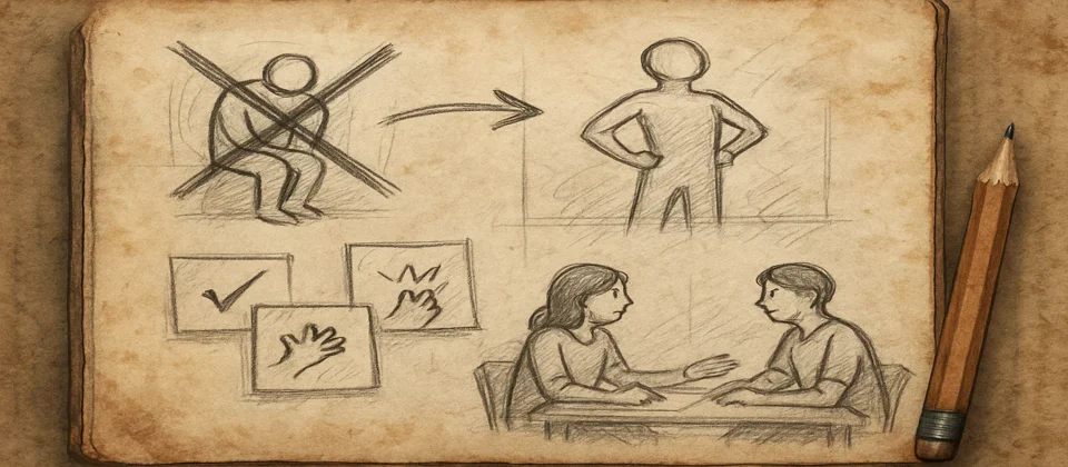 Journal sketch of conversations in a gym
