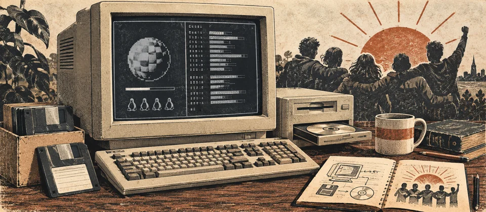 A vintage Amiga booting Unix from floppy and CD